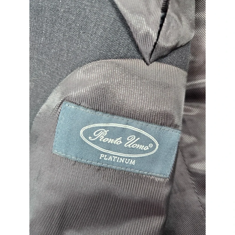 Pronto Uomo‎ Platinum Suit Mens 44L 2 Piece Pants 38x30 Charcoal Gray 100% Wool